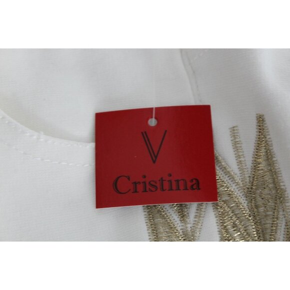 V Christina Sz 2 x 30 Ivory Gold Embroidered Rayon Poly Spandex Pant - Picture 10 of 10